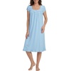 image:imageLYANER Womens Lace Trim Button Sweetheart Neck Short Sleeve Ruched Casual Midi NightdressBlue