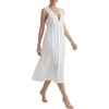 image:imageLYANER Womens Lace Trim Deep V Neck Sleeveless Ruched Double Layered Sexy Midi NightdressWhite