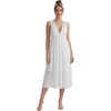 image:imageLYANER Womens Lace Trim Deep V Neck Sleeveless Ruched Double Layered Sexy Midi NightdressWhite