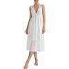 image:imageLYANER Womens Lace Trim Deep V Neck Sleeveless Ruched Double Layered Sexy Midi NightdressWhite