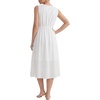 image:imageLYANER Womens Lace Trim Deep V Neck Sleeveless Ruched Double Layered Sexy Midi NightdressWhite