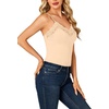 image:imageLYANER Womens Lace Trim V Neck Camisole Adjustable Strap Undershirt Tank Stretch Fitted Cami TopBeige