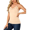 image:imageLYANER Womens Lace Trim V Neck Camisole Adjustable Strap Undershirt Tank Stretch Fitted Cami TopBeige