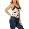 image:imageLYANER Womens Lace Trim V Neck Camisole Adjustable Strap Undershirt Tank Stretch Fitted Cami TopBlack Floral Print