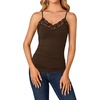 image:imageLYANER Womens Lace Trim V Neck Camisole Adjustable Strap Undershirt Tank Stretch Fitted Cami TopBrown
