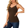 image:imageLYANER Womens Lace Trim V Neck Camisole Adjustable Strap Undershirt Tank Stretch Fitted Cami TopBrown