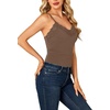 image:imageLYANER Womens Lace Trim V Neck Camisole Adjustable Strap Undershirt Tank Stretch Fitted Cami TopChocolate Brown