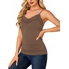 image:imageLYANER Womens Lace Trim V Neck Camisole Adjustable Strap Undershirt Tank Stretch Fitted Cami TopChocolate Brown