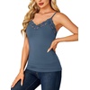 image:imageLYANER Womens Lace Trim V Neck Camisole Adjustable Strap Undershirt Tank Stretch Fitted Cami TopDark Blue