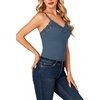 image:imageLYANER Womens Lace Trim V Neck Camisole Adjustable Strap Undershirt Tank Stretch Fitted Cami TopDark Blue
