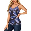 image:imageLYANER Womens Lace Trim V Neck Camisole Adjustable Strap Undershirt Tank Stretch Fitted Cami TopDark Blue Blocks