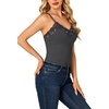 image:imageLYANER Womens Lace Trim V Neck Camisole Adjustable Strap Undershirt Tank Stretch Fitted Cami TopDark Gray