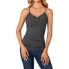 image:imageLYANER Womens Lace Trim V Neck Camisole Adjustable Strap Undershirt Tank Stretch Fitted Cami TopDark Gray