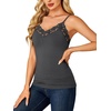 image:imageLYANER Womens Lace Trim V Neck Camisole Adjustable Strap Undershirt Tank Stretch Fitted Cami TopDark Gray