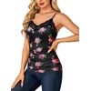 image:imageLYANER Womens Lace Trim V Neck Camisole Adjustable Strap Undershirt Tank Stretch Fitted Cami TopFloral Black