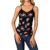 image:imageLYANER Womens Lace Trim V Neck Camisole Adjustable Strap Undershirt Tank Stretch Fitted Cami TopFloral Black