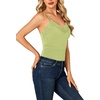 image:imageLYANER Womens Lace Trim V Neck Camisole Adjustable Strap Undershirt Tank Stretch Fitted Cami TopGrass Green