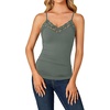 image:imageLYANER Womens Lace Trim V Neck Camisole Adjustable Strap Undershirt Tank Stretch Fitted Cami TopGreen