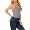image:imageLYANER Womens Lace Trim V Neck Camisole Adjustable Strap Undershirt Tank Stretch Fitted Cami TopHeather Grey