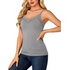 image:imageLYANER Womens Lace Trim V Neck Camisole Adjustable Strap Undershirt Tank Stretch Fitted Cami TopHeather Grey