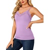 image:imageLYANER Womens Lace Trim V Neck Camisole Adjustable Strap Undershirt Tank Stretch Fitted Cami TopLavender