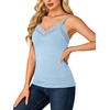 image:imageLYANER Womens Lace Trim V Neck Camisole Adjustable Strap Undershirt Tank Stretch Fitted Cami TopLight Blue