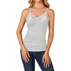 image:imageLYANER Womens Lace Trim V Neck Camisole Adjustable Strap Undershirt Tank Stretch Fitted Cami TopLight Heather Grey