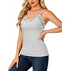 image:imageLYANER Womens Lace Trim V Neck Camisole Adjustable Strap Undershirt Tank Stretch Fitted Cami TopLight Heather Grey