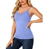 image:imageLYANER Womens Lace Trim V Neck Camisole Adjustable Strap Undershirt Tank Stretch Fitted Cami TopSky Blue