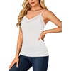 image:imageLYANER Womens Lace Trim V Neck Camisole Adjustable Strap Undershirt Tank Stretch Fitted Cami TopWhite