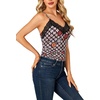 image:imageLYANER Womens Lace Trim V Neck Camisole Adjustable Strap Undershirt Tank Stretch Fitted Cami TopWhite Daisy
