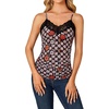 image:imageLYANER Womens Lace Trim V Neck Camisole Adjustable Strap Undershirt Tank Stretch Fitted Cami TopWhite Daisy