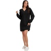 image:imageLYANER Womens Lace Trim V Neck Long Sleeve Pleated Ribbed Knit Loose Sleepwear NightgownBlack