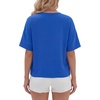 image:imageLYANER Womens Lace Trim V Neck Short Sleeve Dressy Casual Blouse TopsRoyal Blue