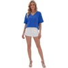 image:imageLYANER Womens Lace Trim V Neck Short Sleeve Dressy Casual Blouse TopsRoyal Blue