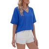 image:imageLYANER Womens Lace Trim V Neck Short Sleeve Dressy Casual Blouse TopsRoyal Blue