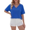 image:imageLYANER Womens Lace Trim V Neck Short Sleeve Dressy Casual Blouse TopsRoyal Blue