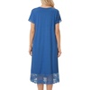 image:imageLYANER Womens Lace Trim V Neck Short Sleeve Ruched Ruffle Casual Midi Nightdress with PocketsBlue