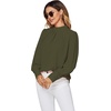 image:imageLYANER Womens Mock Neck Pleated Solid Long Sleeve Blouse Office Shirt TopArmy Green