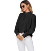 image:imageLYANER Womens Mock Neck Pleated Solid Long Sleeve Blouse Office Shirt TopBlack