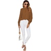 image:imageLYANER Womens Mock Neck Pleated Solid Long Sleeve Blouse Office Shirt TopBrown