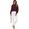 image:imageLYANER Womens Mock Neck Pleated Solid Long Sleeve Blouse Office Shirt TopBurgundy