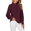 image:imageLYANER Womens Mock Neck Pleated Solid Long Sleeve Blouse Office Shirt TopBurgundy