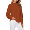 image:imageLYANER Womens Mock Neck Pleated Solid Long Sleeve Blouse Office Shirt TopCamel