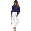 image:imageLYANER Womens Mock Neck Pleated Solid Long Sleeve Blouse Office Shirt TopDark Blue