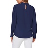 image:imageLYANER Womens Mock Neck Pleated Solid Long Sleeve Blouse Office Shirt TopDark Blue