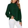 image:imageLYANER Womens Mock Neck Pleated Solid Long Sleeve Blouse Office Shirt TopDark Green