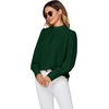 image:imageLYANER Womens Mock Neck Pleated Solid Long Sleeve Blouse Office Shirt TopDark Green