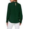 image:imageLYANER Womens Mock Neck Pleated Solid Long Sleeve Blouse Office Shirt TopDark Green