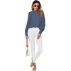 image:imageLYANER Womens Mock Neck Pleated Solid Long Sleeve Blouse Office Shirt TopDusty Blue